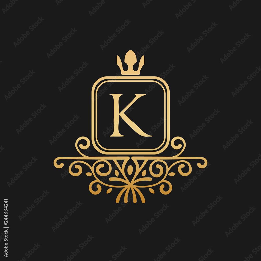 The king with crown logo inspiration, letter k luxury design template ...