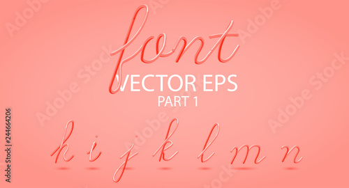 Hot Plastic 3D Typeset with Rounded Shapes. Font Set of Painted Letters. Liquid Color year coral. Glow Effect. Tube Alphabet. ABC for DJ Poster, Sale Banner, Signboard, Advertising.