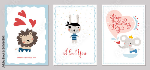 Valentine's Day card templates design. Vector illustration.