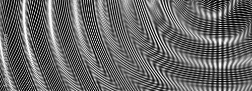 3D wavy background with ripple effect. Vector illustration with particle. 3D grid surface.