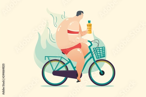 fat man biking to weight loss program