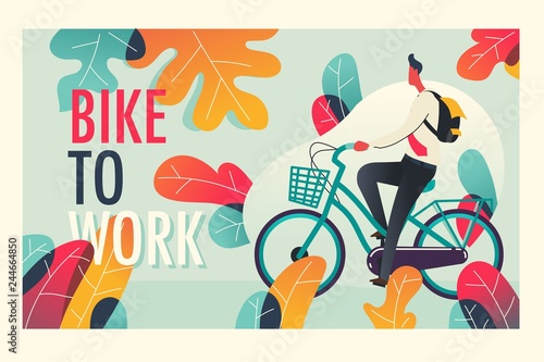 Bike to work graphic. Mixcolor vector illustration
