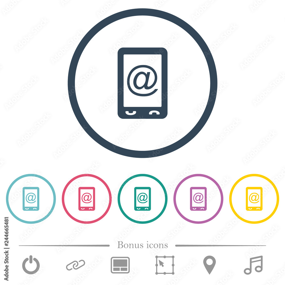 Mobile mailing flat color icons in round outlines Mobile mailing flat color icons in round outlines