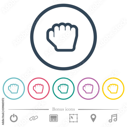 Grab cursor flat color icons in round outlines