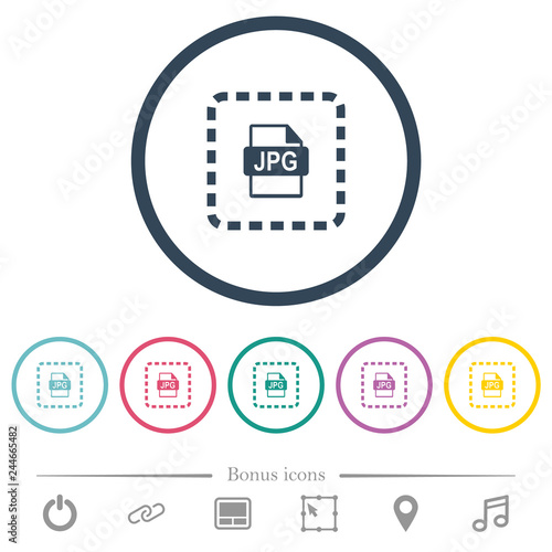 Place jpg file flat color icons in round outlines