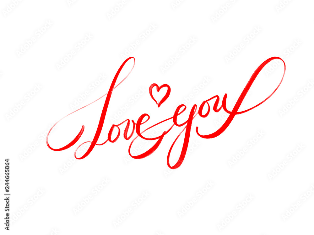 Love You hand drawn calligraphy text. Greeting card for Valentine's day of 14th february. Love You hand drawn calligraphy text. Greeting card for Valentine's day of 14th february.
