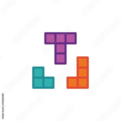 Tetris game flat icon, vector sign, colorful pictogram isolated on white. Puzzle bricks game symbol, logo illustration. Flat style design