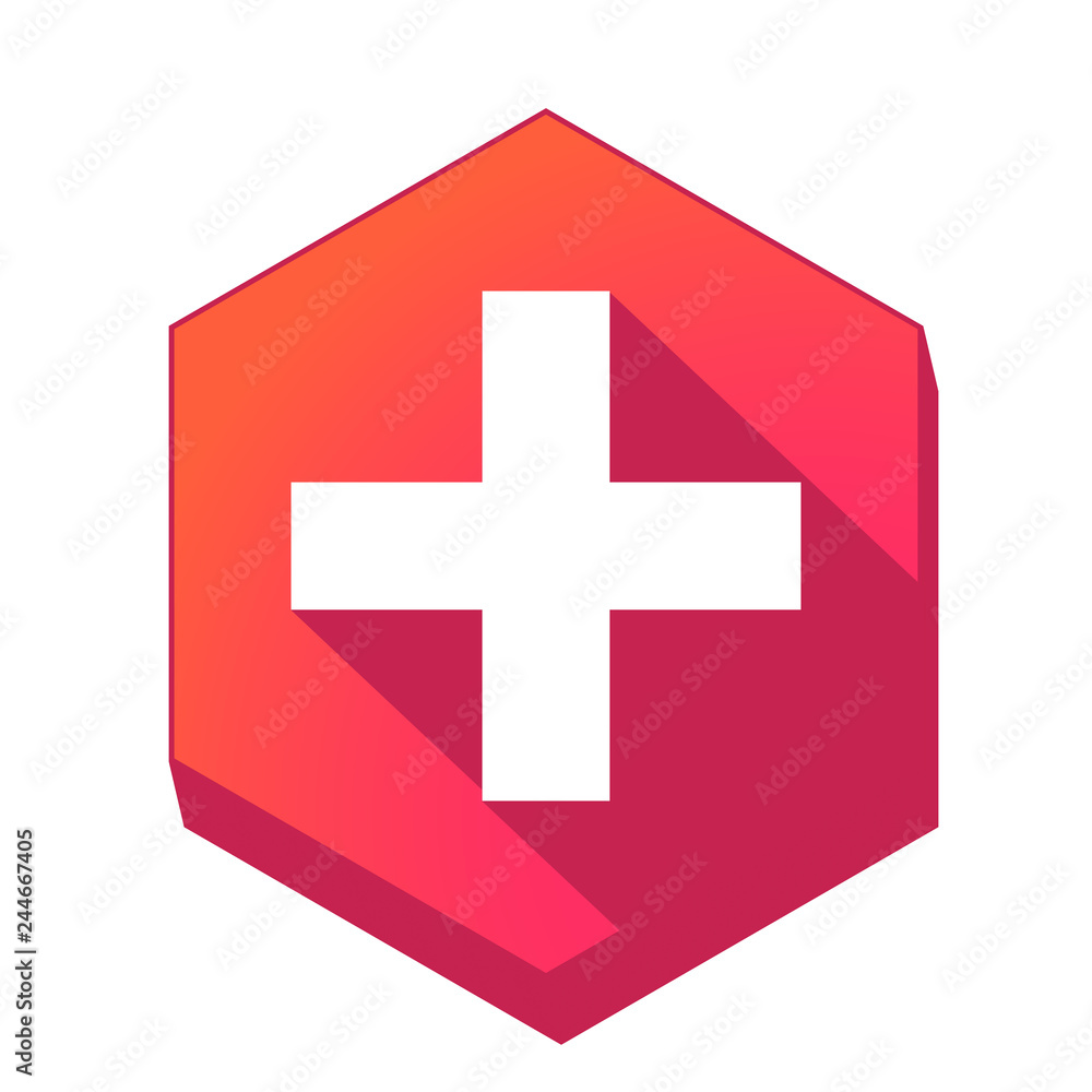 Fototapeta premium ikona z długim cieniem na tle sześcioboku