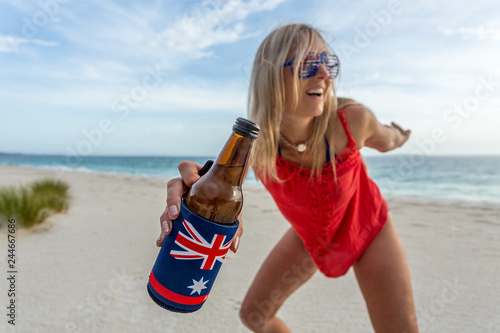 Beach beer and barbecue party photo