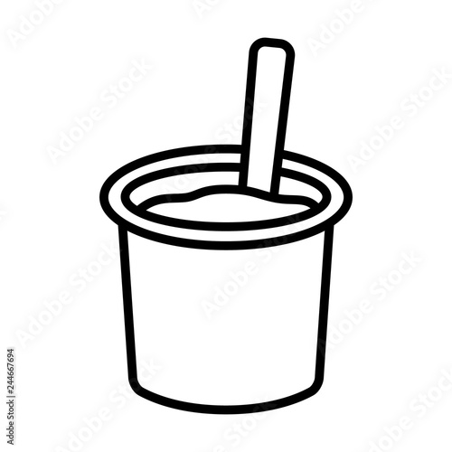 Yogurt / yoghurt cup with spoon flat vector icon for food apps and websites 