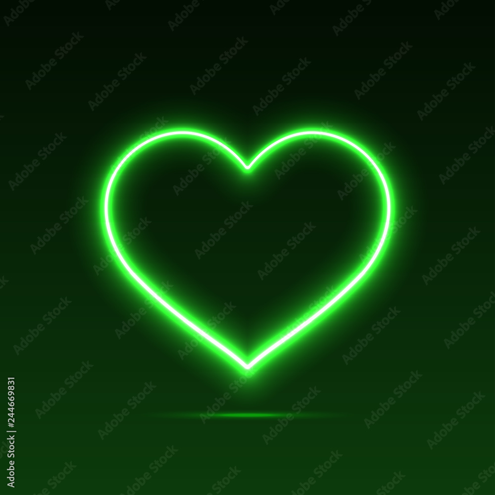 Neon heart. Bright neon light. Empty template. Valentines Day. Womens Day. Vector eps10