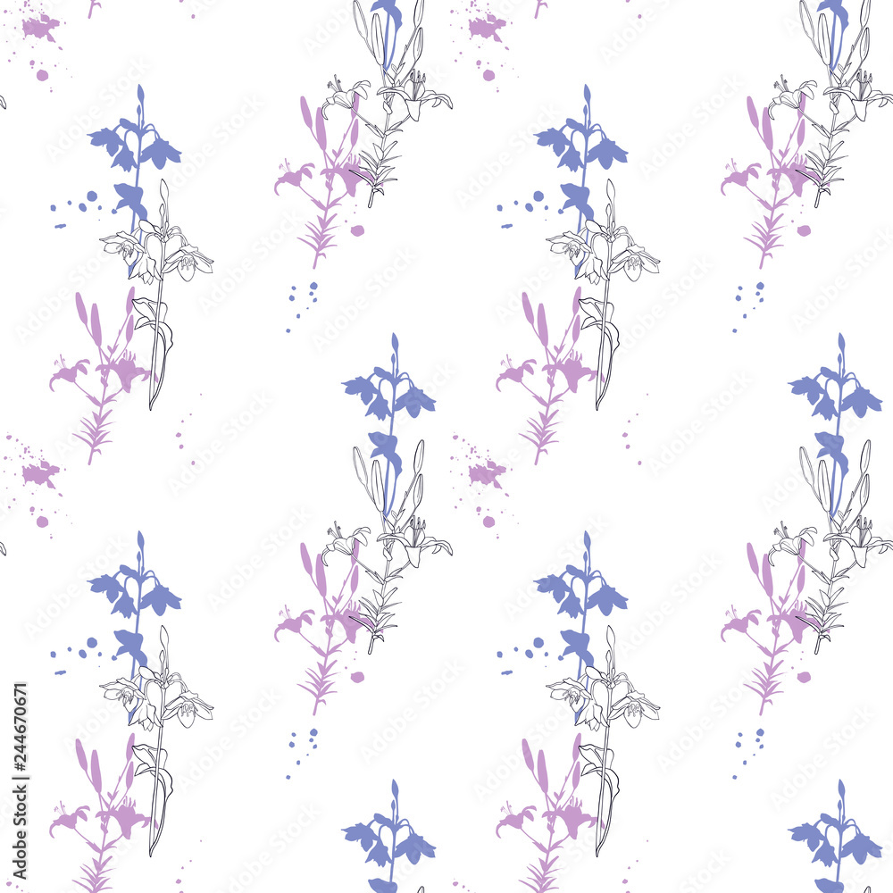 vector drawing seamless pattern with flowers vector drawing seamless pattern with flowers
