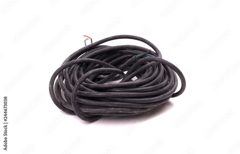 Black wire cable isolated Black wire cable isolated