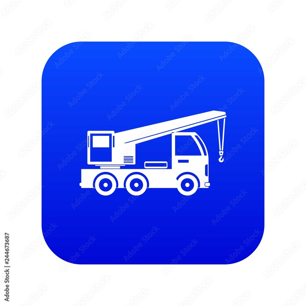 Truck mounted crane icon digital blue for any design isolated on white vector illustration Truck mounted crane icon digital blue for any design isolated on white vector illustration