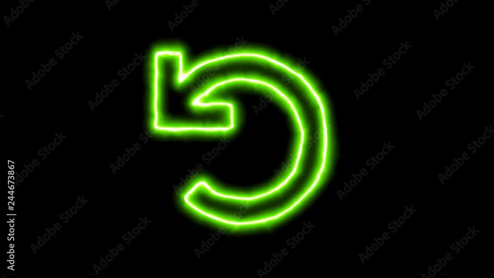 The appearance of the green neon symbol undo. Flicker, In - Out. Alpha channel Premultiplied - Matted with color black The appearance of the green neon symbol undo. Flicker, In - Out. Alpha channel Premultiplied - Matted with color black