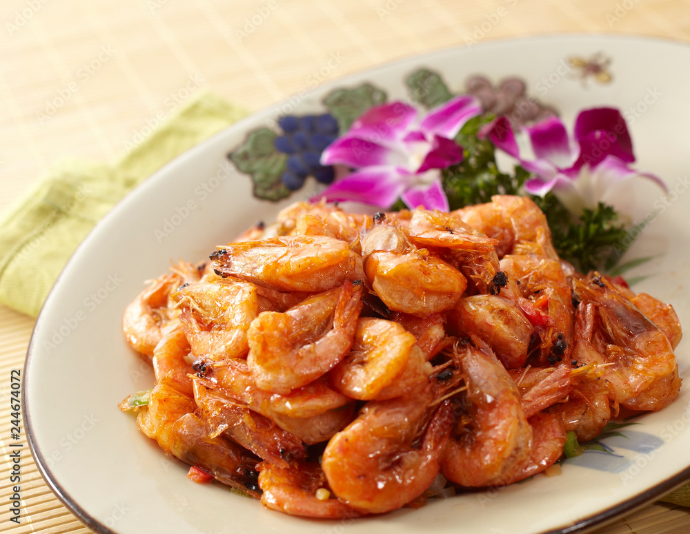 Delicious Chinese cuisine, braised shrimp in soy sauce Delicious Chinese cuisine, braised shrimp in soy sauce