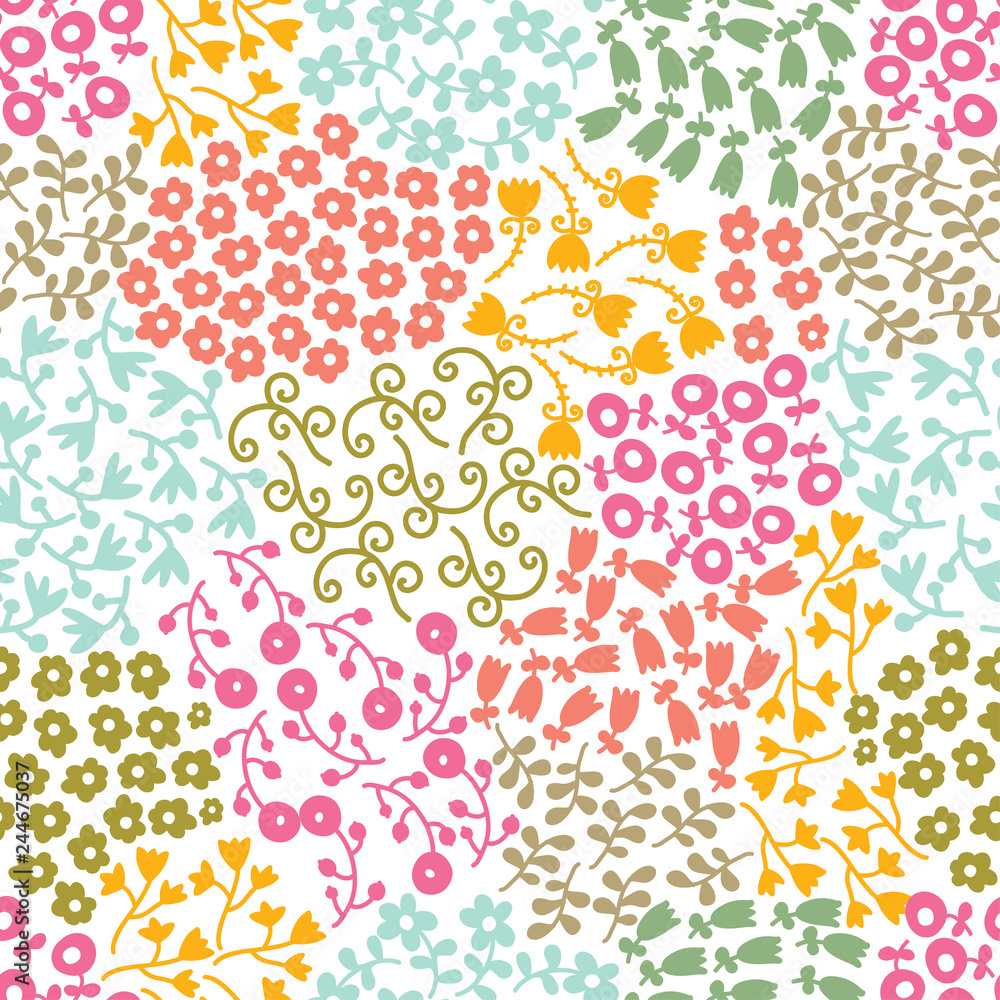 Naklejka premium Cute floral seamless pattern with spring flower. Vintage flowers illustration. Template for fashion prints.