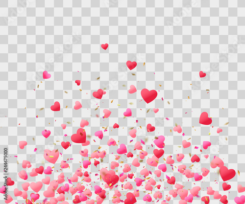 Mothers Day background with red hearts confetti. Vector illustration