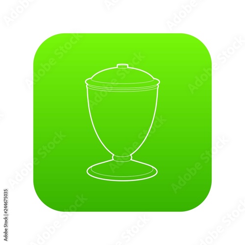Urn icon green vector isolated on white background