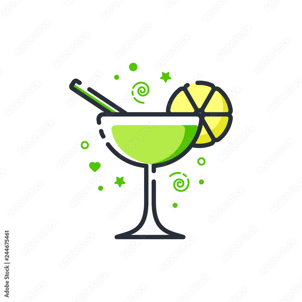 Vector icon of daiquiri cocktail. Suitable for advertising, bar menu decor, application design