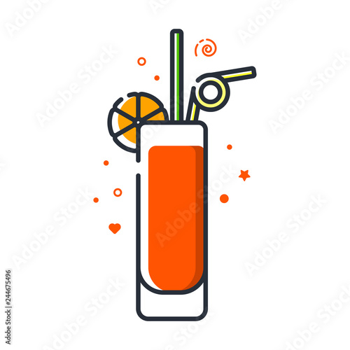 Vector icon of long island iced tea cocktail. Suitable for advertising, bar menu decor, application design