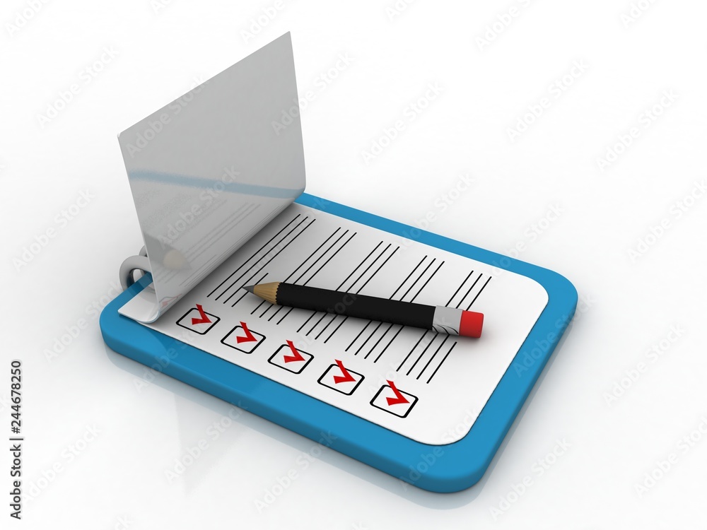 3d rendering pencil on documents 3d rendering pencil on documents