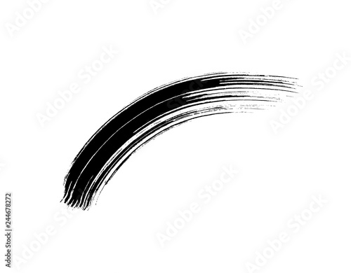 Mascara eyelashes brush stroke makeup isolated on white background. Vector black hand drawn lash scribble texture swatch for fashion cosmetic makeup design.