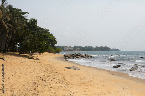 Kribi / Cameroon - February 13 2017: The beach of the coastal town of Kribi, Cameroon.
