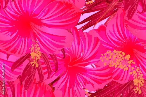 Pink red exotic pattern.