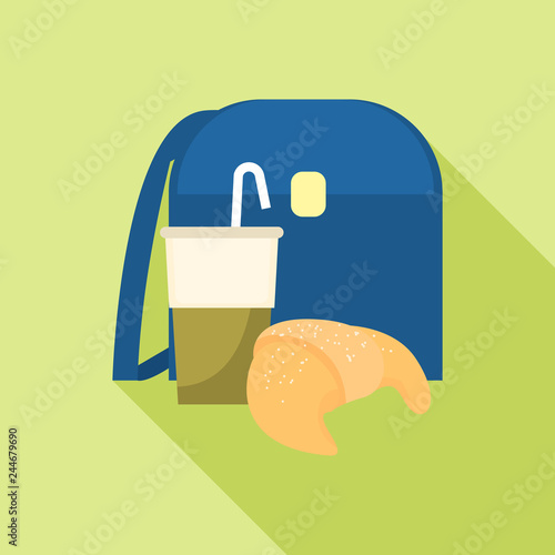 Backpack lunch drink icon. Flat illustration of backpack lunch drink vector icon for web design