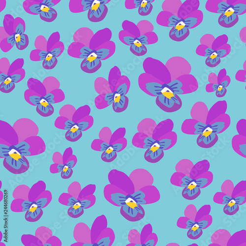 Pansy Flower Pattern. Endless Background. Seamless