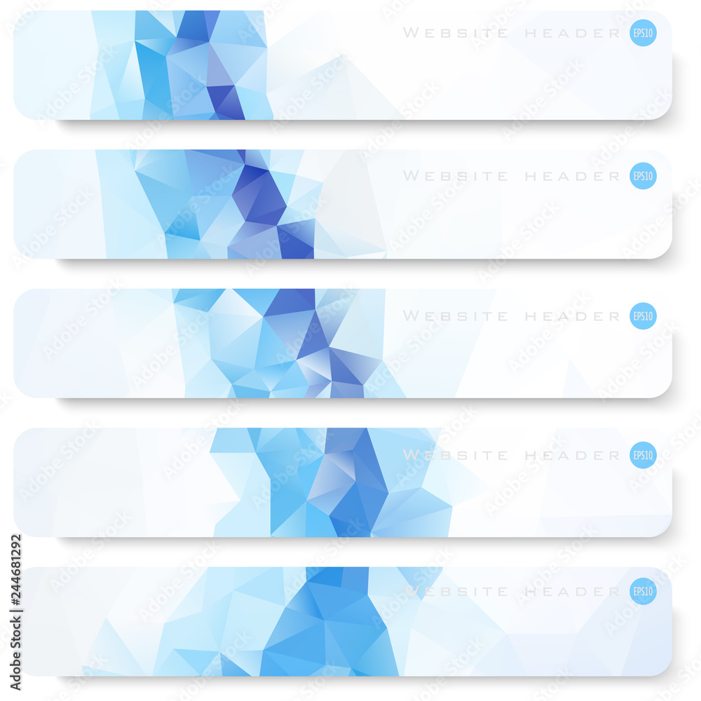 Fototapeta premium Vector design template set of banner, header for website with triangle geometric background