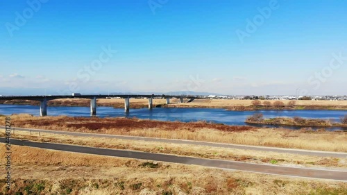 埼玉大橋と利根川　日本の風景　ドローン空撮