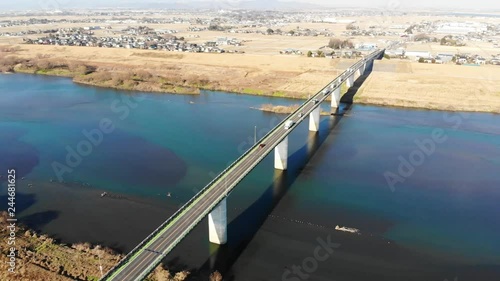 埼玉大橋と利根川　日本の風景　ドローン空撮