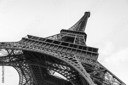 An abstract view of details of Eiffel Tower in black and white, Paris, France © Ruslan Gilmanshin