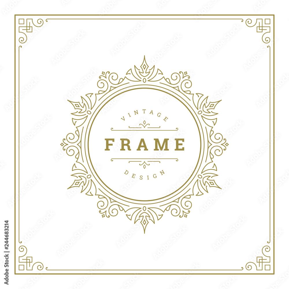 Vintage flourishes ornament frame template vector illustration.