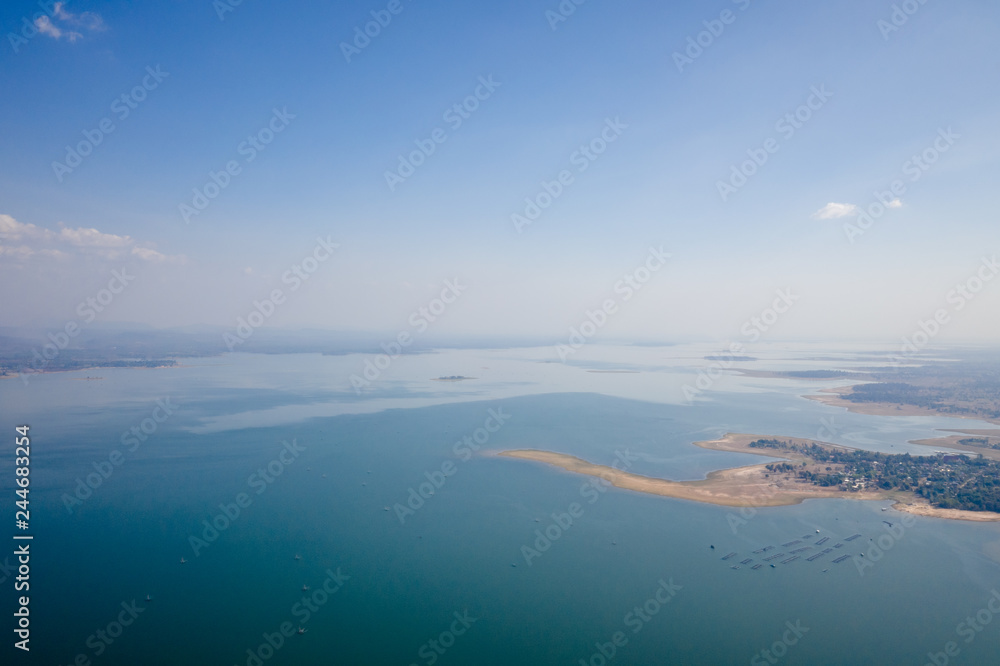 Fototapeta premium top view atmosphere on the beach in Ubon Ratchathani province