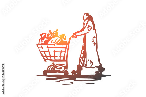 Homeless, beggar, poor, dirty, help concept. Hand drawn isolated vector.