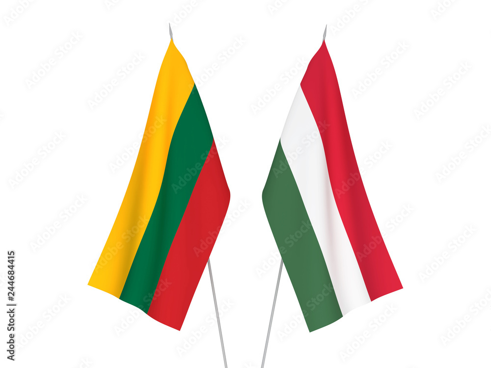 Naklejka premium Lithuania and Hungary flags