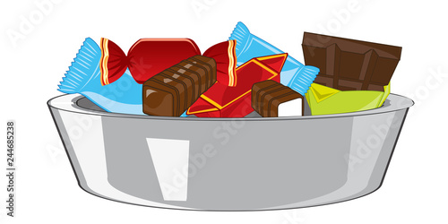 Vector illustration of the sweetmeats and chocolate in cup