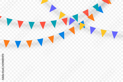 Celebrate party multy colors flags isolate for graphics design. Vector illustration
