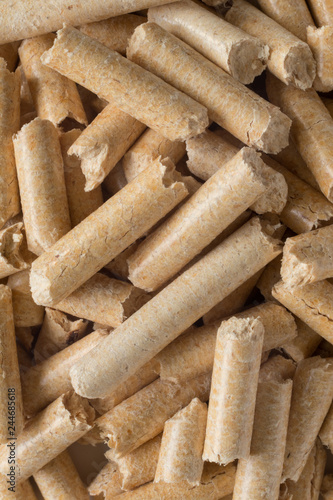 Wood pellets close up .Biofuels. Biomass Pellets - cheap energy.
