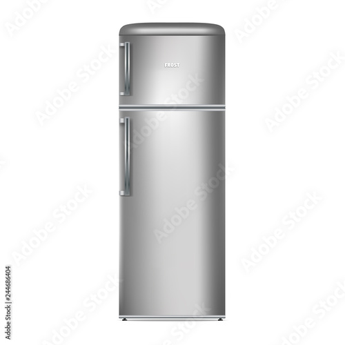 Modern fridge icon. Realistic illustration of modern fridge vector icon for web design isolated on white background