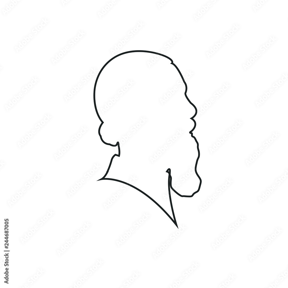 man profil silhouette. Vector illustration. man icon in round