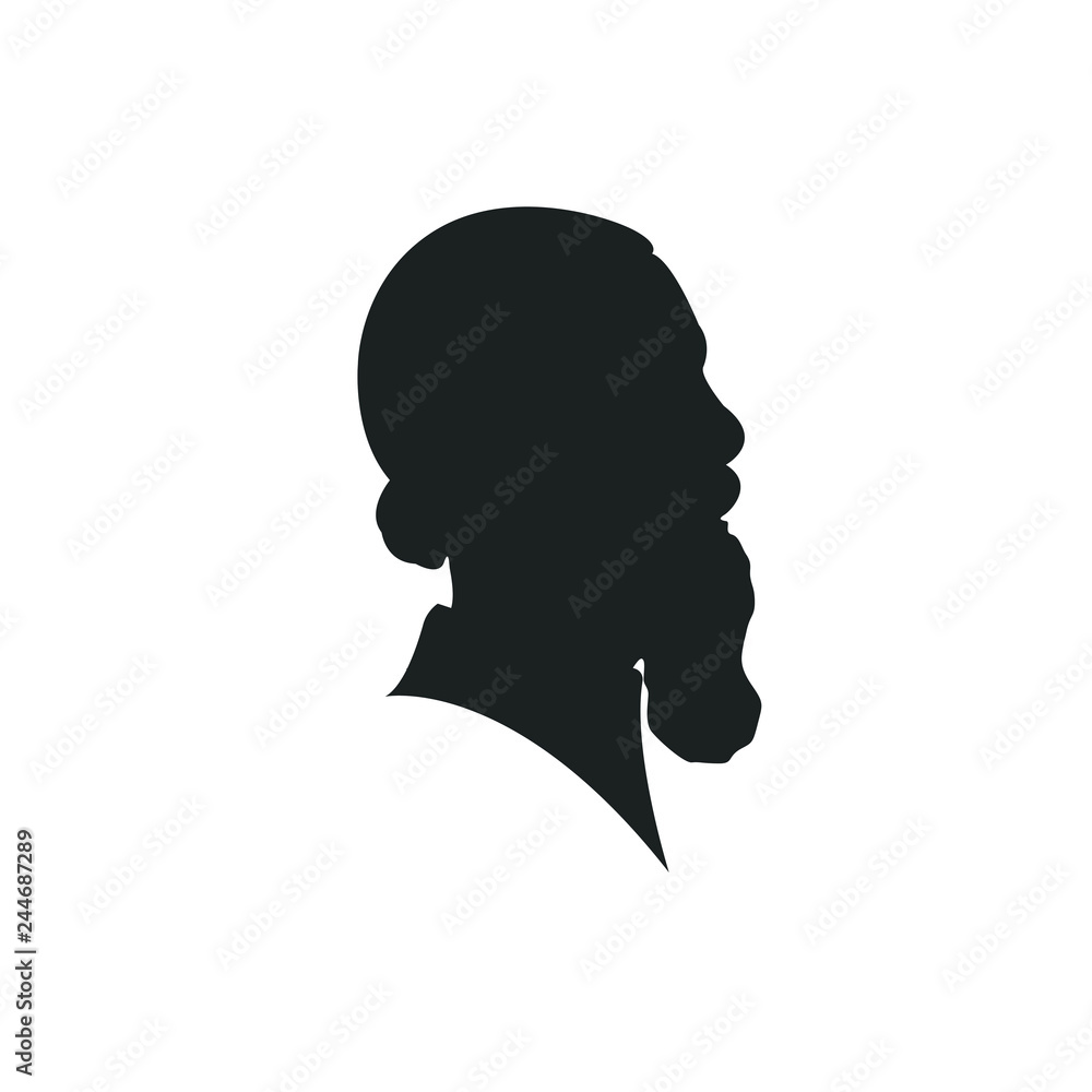 man profil silhouette. Vector illustration. man icon in round