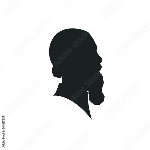 man profil silhouette. Vector illustration. man icon in round