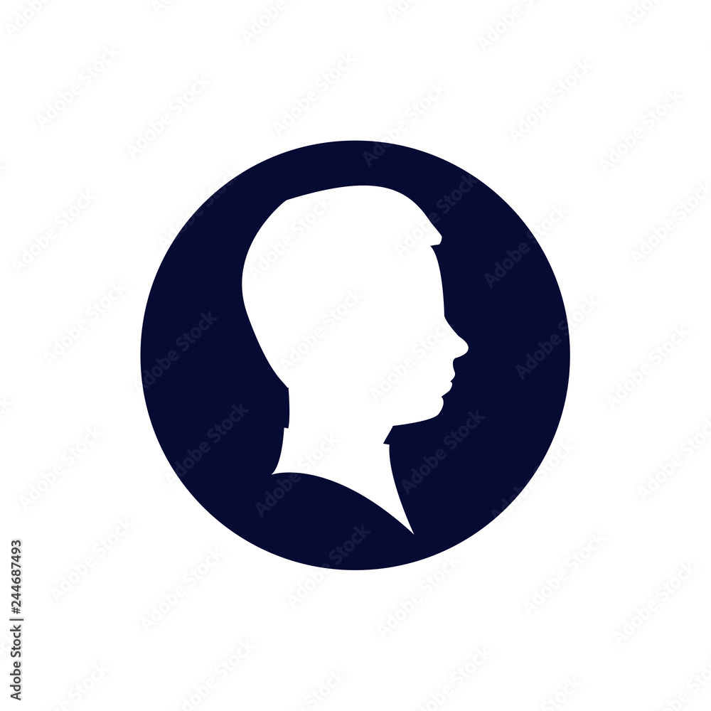 man profil silhouette. Vector illustration. man icon in round man profil silhouette. Vector illustration. man icon in round