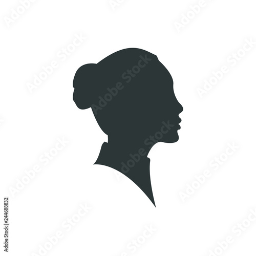 Beautiful woman profile silhouettes vector young female face design, beauty girl head, fashion lady graphic portrait.