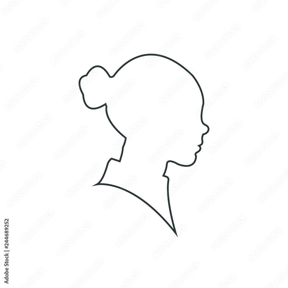 Beautiful woman profile silhouettes vector young female face design, beauty girl head, fashion lady graphic portrait.