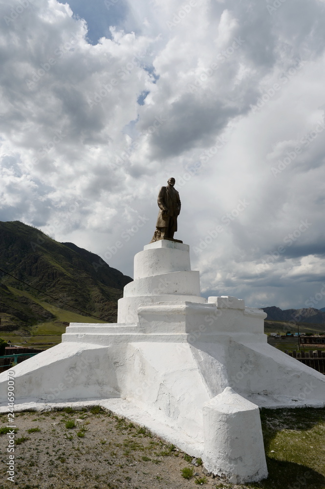 Monument to Vladimir Lenin in the village of Inya Altai Republic